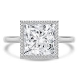 Princess Lab Created Diamond Vintage Bezel Set Open Bridge Solitaire Engagement Ring in White Gold (MVSLG1487-W)