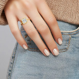 Princess Lab Created Diamond Vintage Bezel Set Open Bridge Solitaire Engagement Ring in Yellow Gold (MVSLG1487-Y)