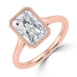 Radiant Lab Created Diamond Vintage Bezel Set Open Bridge Solitaire Engagement Ring in Rose Gold (MVSLG1488-R)