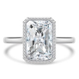 Radiant Lab Created Diamond Vintage Bezel Set Open Bridge Solitaire Engagement Ring in White Gold (MVSLG1488-W)