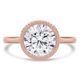 Round Lab Created Diamond Vintage Bezel Set Open Bridge Solitaire Engagement Ring in Rose Gold (MVSLG1489-R)