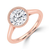 Round Lab Created Diamond Vintage Bezel Set Open Bridge Solitaire Engagement Ring in Rose Gold (MVSLG1489-R)