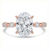 Oval Lab Created Diamond Hidden Halo Solitaire with Accents Engagement Ring in Rose Gold (MVSLG1498-R)