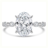 Oval Lab Created Diamond Hidden Halo Solitaire with Accents Engagement Ring in White Gold (MVSLG1498-W)