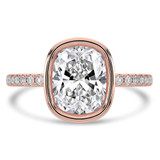 Cushion Lab Created Diamond Bezel Set Open Bridge Solitaire with Accents Engagement Ring in Rose Gold (MVSLG1500-R)