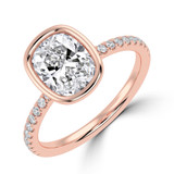Cushion Lab Created Diamond Bezel Set Open Bridge Solitaire with Accents Engagement Ring in Rose Gold (MVSLG1500-R)