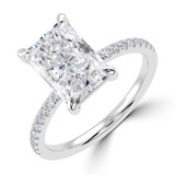 Radiant Lab Created Diamond Bezel Set Open Bridge Solitaire with Accents Engagement Ring in White Gold (MVSLG1503-W)