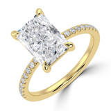 Radiant Lab Created Diamond Bezel Set Open Bridge Solitaire with Accents Engagement Ring in Yellow Gold (MVSLG1503-Y)