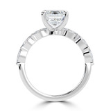 Emerald Lab Created Diamond Shared Prong Solitaire with Accents Engagement Ring in White Gold with Marquise Accents (MVSLG1504-W)