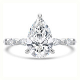 Pear Lab Created Diamond Shared Prong Solitaire with Accents Engagement Ring in White Gold with Marquise Accents (MVSLG1505-W)