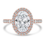 Oval Lab Created Diamond 4-Prong Open Bridge Rollover Halo Engagement Ring in Rose Gold with Hidden Halo (MVSLG1507-R)