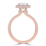 Oval Lab Created Diamond 4-Prong Open Bridge Rollover Halo Engagement Ring in Rose Gold with Hidden Halo (MVSLG1507-R)