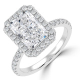Radiant Lab Created Diamond 4-Prong Open Bridge Rollover Halo Engagement Ring in White Gold with Hidden Halo (MVSLG1508-W)