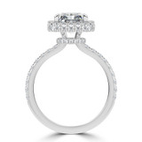 Radiant Lab Created Diamond 4-Prong Open Bridge Rollover Halo Engagement Ring in White Gold with Hidden Halo (MVSLG1508-W)