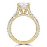 Cushion Lab Created Diamond 4-Prong Pave Diamond Bridge Solitaire with Accents Engagement Ring in Yellow Gold with Hidden Halo (MVSLG1509-Y)