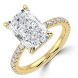 Radiant Lab Created Diamond 4-Prong Hidden Halo Solitaire with Accents Engagement Ring in Yellow Gold (MVSLG1510-Y)