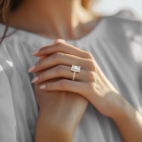 Radiant Lab Created Diamond 4-Prong Hidden Halo Solitaire with Accents Engagement Ring in Yellow Gold (MVSLG1510-Y)