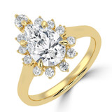 Pear Lab Created Diamond 5-Prong Cathedral Floral Halo Engagement Ring in Yellow Gold (MVSLG1511-Y)