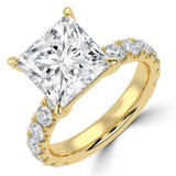 Princess Lab Created Diamond 4-Prong Solitaire with Accents Engagement Ring in Yellow Gold (MVSLG1512-Y)