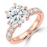 Round Lab Created Diamond 6-Prong Solitaire with Accents Engagement Ring in Rose Gold (MVSLG1513-R)
