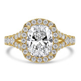 Cushion Lab Created Diamond 4-Prong Split-Shank Cathedral Open Bridge Halo Engagement Ring in Yellow Gold (MVSLG1514-Y)