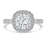 Cushion Lab Created Diamond 4-Prong Diamond Accented Basket Halo Engagement Ring in White Gold (MVSLG1515-W)