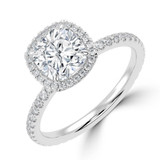 Cushion Lab Created Diamond 4-Prong Diamond Accented Basket Halo Engagement Ring in White Gold (MVSLG1516-W)