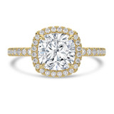 Cushion Lab Created Diamond 4-Prong Diamond Accented Basket Halo Engagement Ring in Yellow Gold (MVSLG1516-Y)