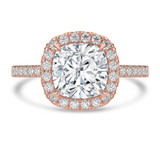 Cushion Lab Created Diamond 4-Prong Cathedral Halo Engagement Ring in Rose Gold (MVSLG1517-R)
