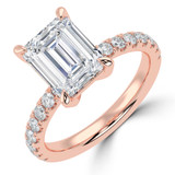 Emerald Lab Created Diamond 4-Prong Solitaire with Accents Engagement Ring in Rose Gold (MVSLG1518-R)