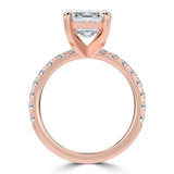 Emerald Lab Created Diamond 4-Prong Solitaire with Accents Engagement Ring in Rose Gold (MVSLG1518-R)