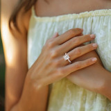 Emerald Lab Created Diamond 4-Prong Solitaire with Accents Engagement Ring in Rose Gold (MVSLG1518-R)