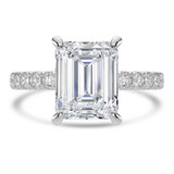 Emerald Lab Created Diamond 4-Prong Solitaire with Accents Engagement Ring in White Gold (MVSLG1518-W)