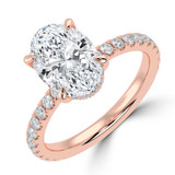 Oval Lab Created Diamond 4-Prong  Solitaire with Accents Engagement Ring in Rose Gold with Hidden Halo (MVSLG1519-R)