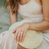 Oval Lab Created Diamond 4-Prong  Solitaire with Accents Engagement Ring in Rose Gold with Hidden Halo (MVSLG1519-R)