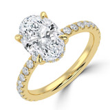 Oval Lab Created Diamond 4-Prong  Solitaire with Accents Engagement Ring in Yellow Gold with Hidden Halo (MVSLG1519-Y)