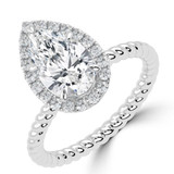 Pear Lab Created Diamond 6-Prong Twisted Rope Halo Engagement Ring in White Gold (MVSLG1520-W)