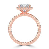 Princess Lab Created Diamond 4-Prong Twisted Rope Halo Engagement Ring in Rose Gold (MVSLG1521-R)