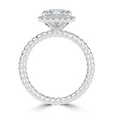 Princess Lab Created Diamond 4-Prong Twisted Rope Halo Engagement Ring in White Gold (MVSLG1521-W)