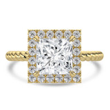 Princess Lab Created Diamond 4-Prong Twisted Rope Halo Engagement Ring in Yellow Gold (MVSLG1521-Y)
