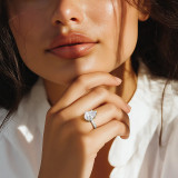 Pear Lab Created Diamond 5-Prong Solitaire with Accents Engagement Ring in White Gold (MVSLG1522-W)