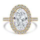 Oval Lab Created Diamond 4-Prong Halo Engagement Ring in Yellow Gold with Hidden Accents (MVSLG1523-Y)