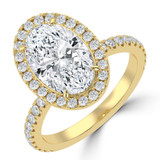 Oval Lab Created Diamond 4-Prong Halo Engagement Ring in Yellow Gold with Hidden Accents (MVSLG1523-Y)