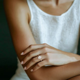 Oval Lab Created Diamond 4-Prong Tapered Solitaire with Accents Engagement Ring in Rose Gold (MVSLG1524-R)