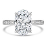 Oval Lab Created Diamond 4-Prong Tapered Solitaire with Accents Engagement Ring in White Gold (MVSLG1524-W)