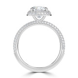 Cushion Lab Created Diamond 4-Prong 3-Row Pave Dome Halo Engagement Ring in White Gold (MVSLG1525-W)