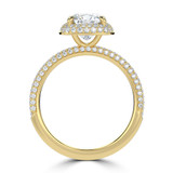 Cushion Lab Created Diamond 4-Prong 3-Row Pave Dome Halo Engagement Ring in Yellow Gold (MVSLG1525-Y)