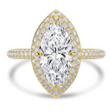 Marquise Lab Created Diamond 4-Prong 3-Row Pave Dome Halo Engagement Ring in Yellow Gold (MVSLG1526-Y)