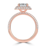 Emerald Lab Created Diamond 4-Prong 3-Row Pave Dome Halo Engagement Ring in Rose Gold (MVSLG1527-R)