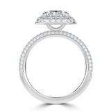 Radiant Lab Created Diamond 4-Prong 3-Row Pave Dome Halo Engagement Ring in White Gold (MVSLG1528-W)